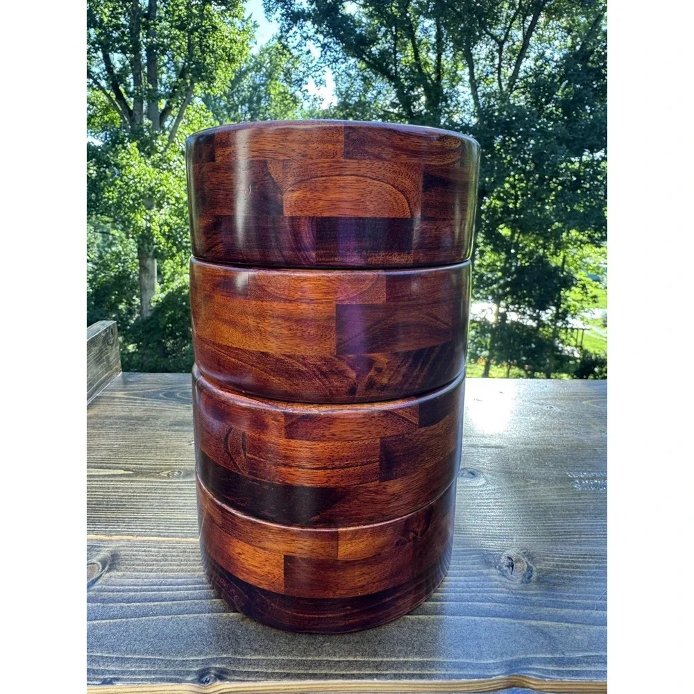 Set‎ of 4 Wood Salad Bowls 6